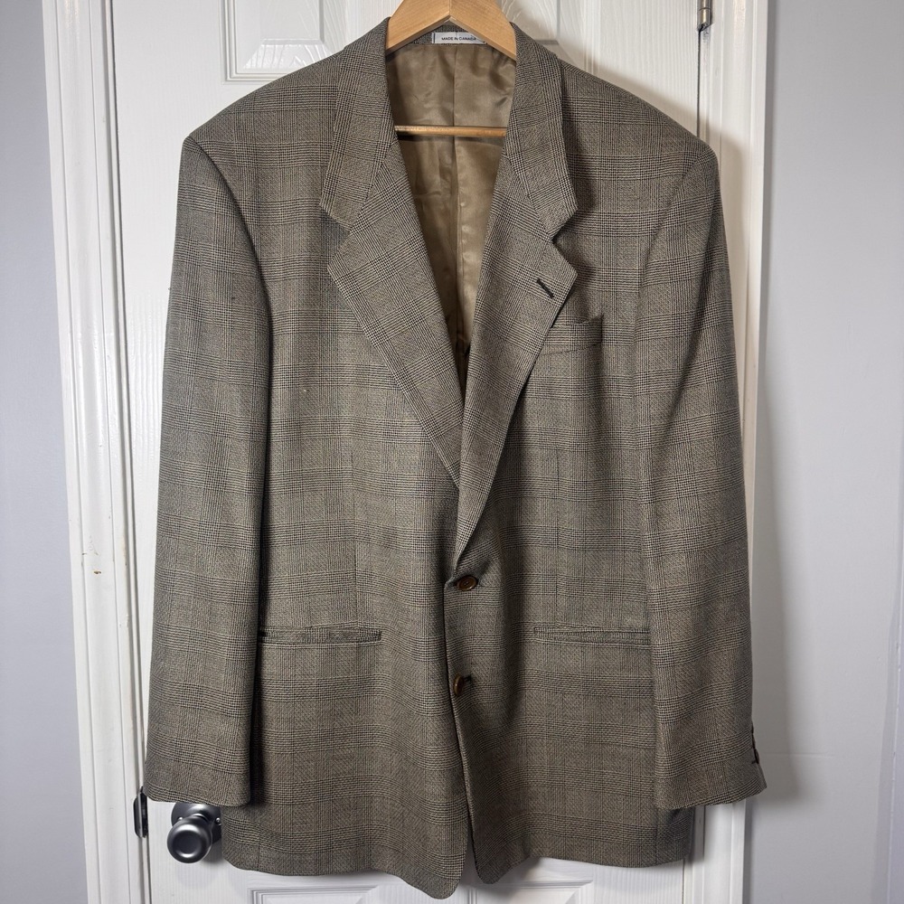Vintage Yves Saint Laurent Men's Silk Wool Blazer Jacket Size 46L Brown READ